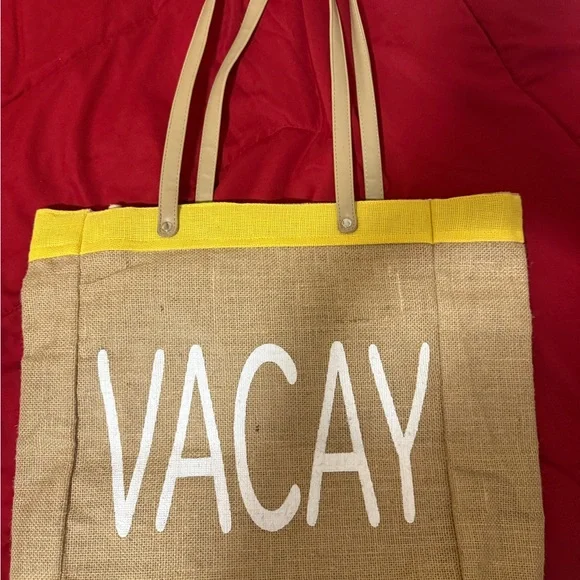 Stylish Tan and Yellow Tote Bag - Picture 1 of 4
